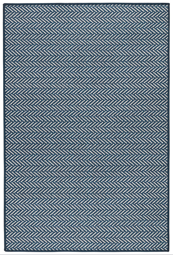 Herringbone Navy Machine Washable Rug 2.5x8