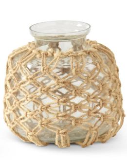 Jute Net Wrapped Clear Glass Vases