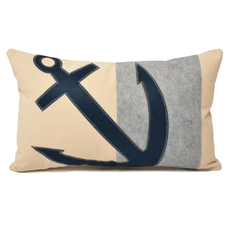 14" x 21" Angled Anchor Lumbar   Navy + Grey

