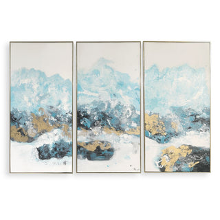 Crashing Waves Hand Painted Canvases   Set of 3
