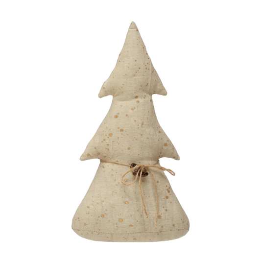 6-1/2"L x 3-1/4"W x 11-3/4"H Antiqued Canvas Tree with Bells, Natural