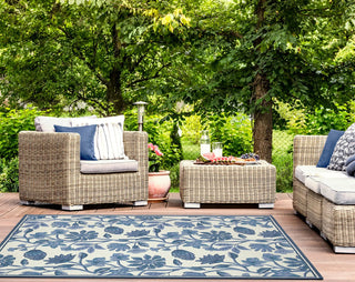 Floral Vine Blue Rug 24" x 36"
