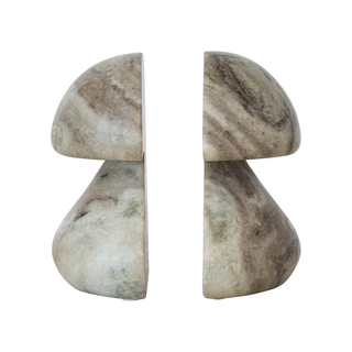 Marble Mushroom Shaped Bookends, Mint Chocolate Color, Set of 2
