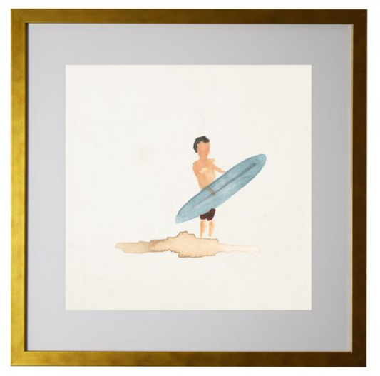 Watercolor Surfer, Matted - Online Only