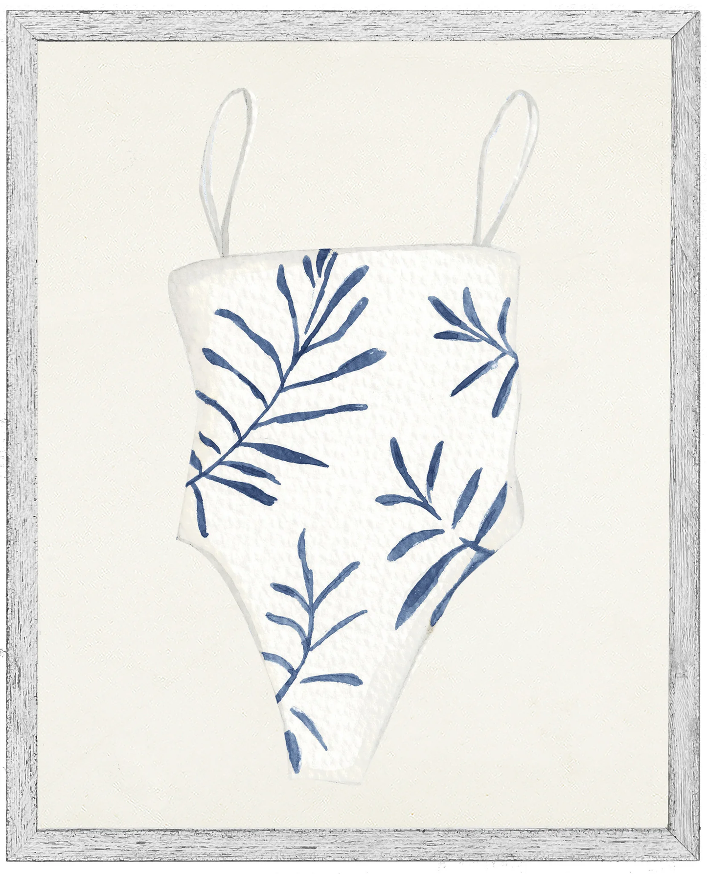 Watercolor One Piece Navy and White Bathing Suit 18X24,84021 C