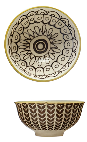 Stoneware Bowl w/ Pattern II
