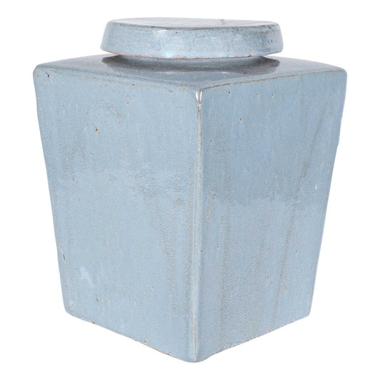 Leif Stoneware Tea Box, Medium, Light Gray