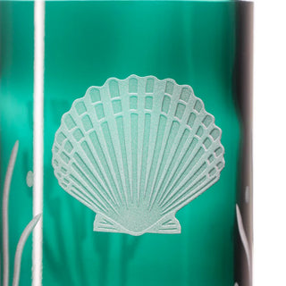 Scallop Shell Twice Around Teal 12oz Tumbler Glass | Set of 4
