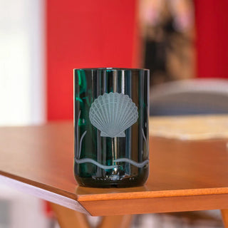 Scallop Shell Twice Around Teal 12oz Tumbler Glass | Set of 4
