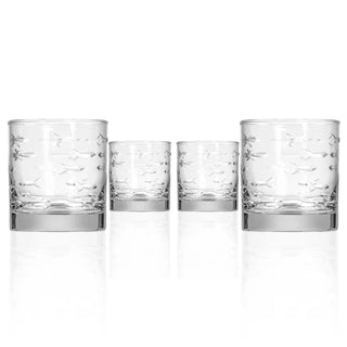 School of Fish 10oz On the Rocks Whiskey Glass | Set of 4   Online Only
