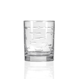 School of Fish 13oz Double Old Fashioned Whiskey Glass | Set of 4   Online Only

