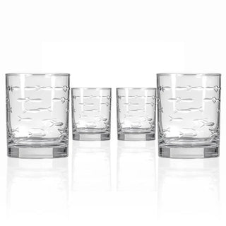 School of Fish 13oz Double Old Fashioned Whiskey Glass | Set of 4   Online Only
