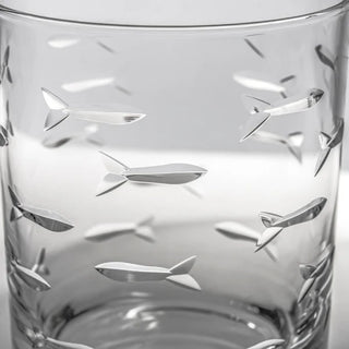 School of Fish 13oz Double Old Fashioned Whiskey Glass | Set of 4   Online Only
