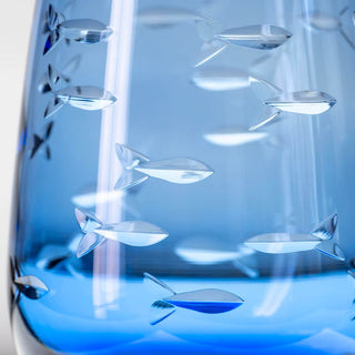 School of Fish 15oz Blue Stemless Wine Tumbler Glass | Set of 4   Online Only
