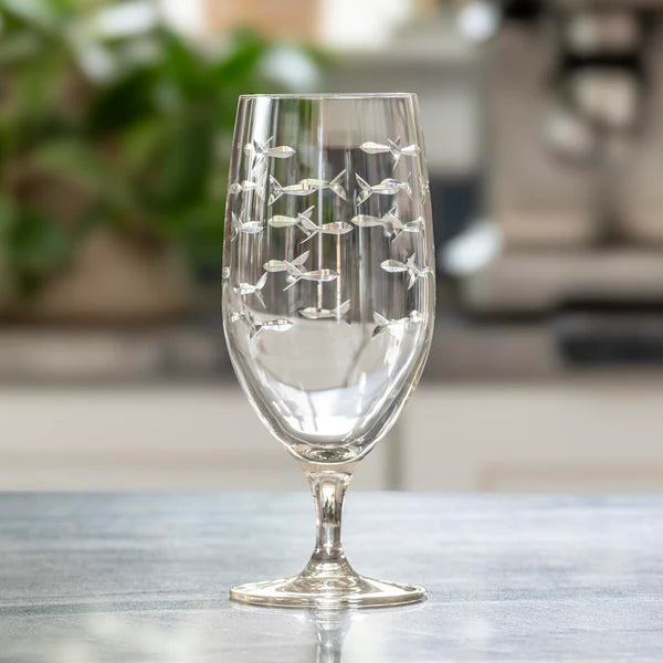 The Spotted Whale School of Fish Footed Iced Tea Glass - Thumbnail 4