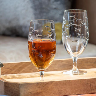 School of Fish 16oz Footed Iced Tea Glass | Set of 4   Online Only
