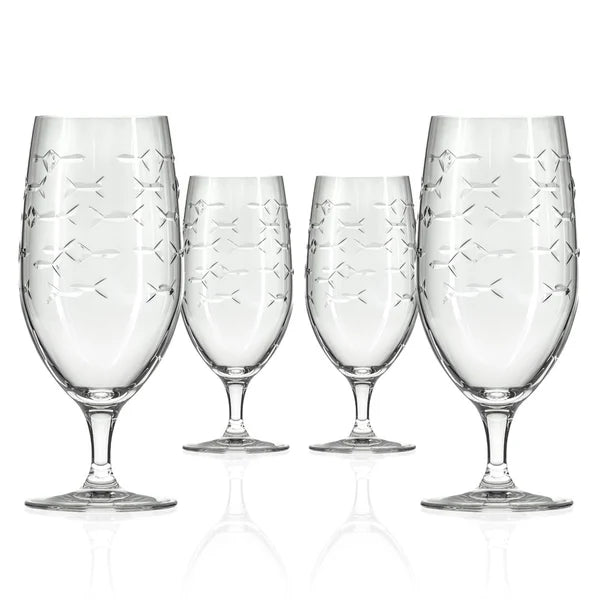 The Spotted Whale School of Fish Footed Iced Tea Glass
