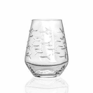 School of Fish 18oz Stemless Wine Tumbler Glass | Set of 4   Online Only
