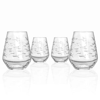 School of Fish 18oz Stemless Wine Tumbler Glass | Set of 4   Online Only
