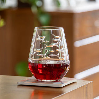 School of Fish 18oz Stemless Wine Tumbler Glass | Set of 4   Online Only
