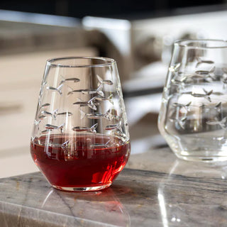 School of Fish 18oz Stemless Wine Tumbler Glass | Set of 4   Online Only
