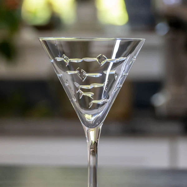 The Spotted Whale School of Fish Martini Glass - Thumbnail 2
