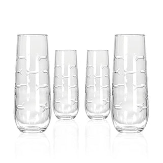 School of Fish 8.5oz Stemless Champagne Flute | Set of 4   Online Only
