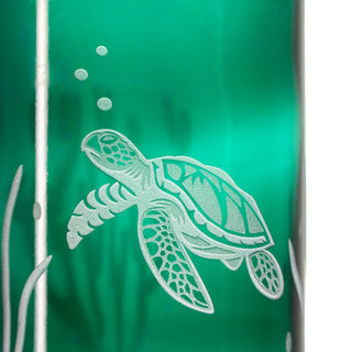 Sea Turtle Twice Around™ Teal 12oz Tumbler Glass | Set of 4
