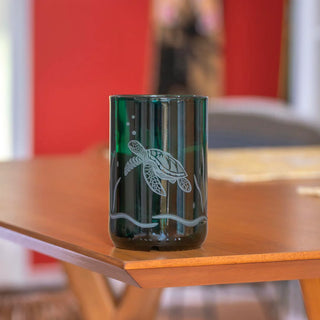 Sea Turtle Twice Around™ Teal 12oz Tumbler Glass | Set of 4
