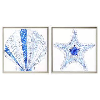 Indigo Shell I   Set of 2
