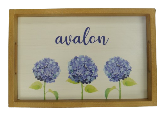 Personalized Hydrangea Wooden Serving Tray - AVALON