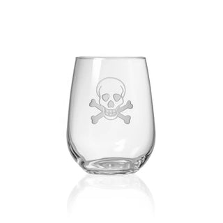Skull and Crossbones 17oz Stemless Wine Tumbler | Set of 4   Online Only
