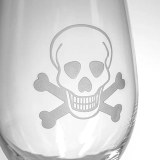 Skull and Crossbones 17oz Stemless Wine Tumbler | Set of 4   Online Only
