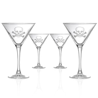 Skull and Crossbones 10oz Martini Cocktail Glass | Set of 4   Online Only
