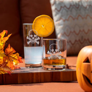 Skull and Crossbones 15oz Cooler Highball Glass | Set of 4   Online Only
