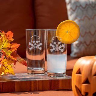 Skull and Crossbones 15oz Cooler Highball Glass | Set of 4   Online Only
