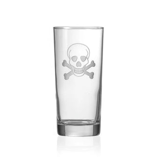 Skull and Crossbones 15oz Cooler Highball Glass | Set of 4   Online Only

