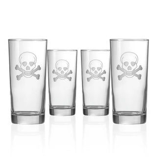 Skull and Crossbones 15oz Cooler Highball Glass | Set of 4   Online Only
