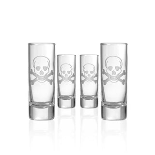 Skull and Crossbones 2.5oz Cordial Shot Glass | Set of 4   Online Only
