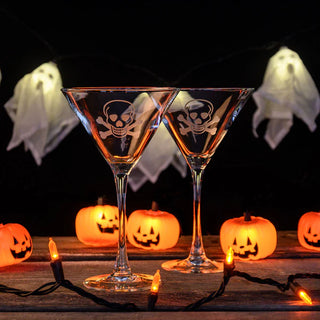 Skull and Crossbones 10oz Martini Cocktail Glass | Set of 4   Online Only
