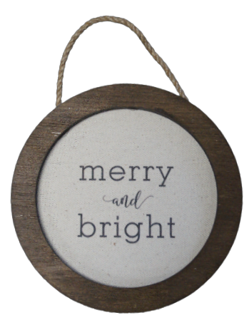 Round Canvas Ornament Frame Merry and Bright ***