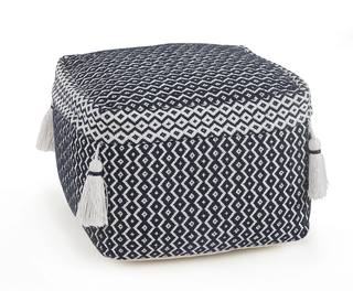 Navy and Ivory Diamond Pouf Navy/Ivory
