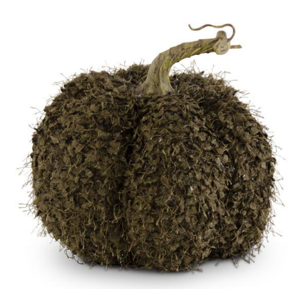 6.5 INCH KHAKI GREEN FRINGE PUMPKIN