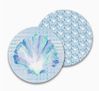 Blue Scallop Shell Paper Drink Coaster

