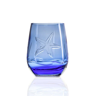 Starfish 15oz Blue Stemless Wine Tumbler Glass | Set of 4   Online Only
