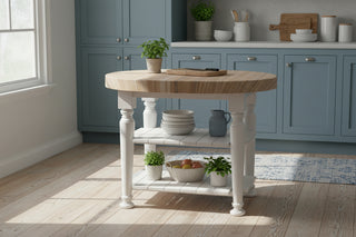 Farmhouse Butcher Block Kitchen Island Architectural White Raw (HRW/RAW)
