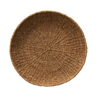 21.5" Round x 3"H hand - Woven Decorative Seagrass Tray ***