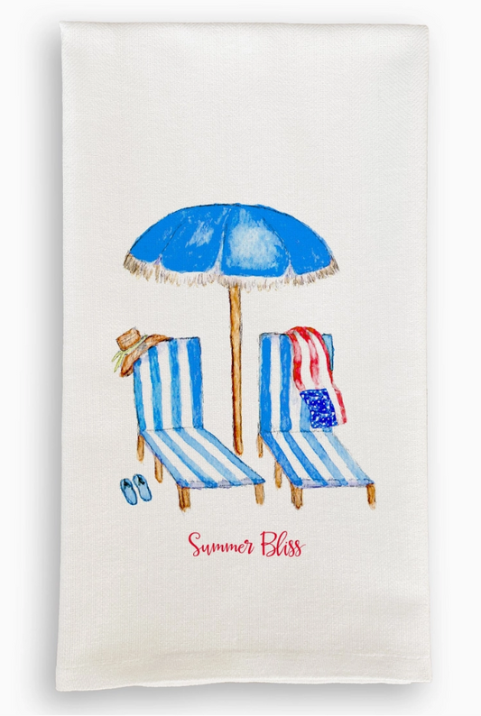 Beach Chairs with Flag Dishtowel