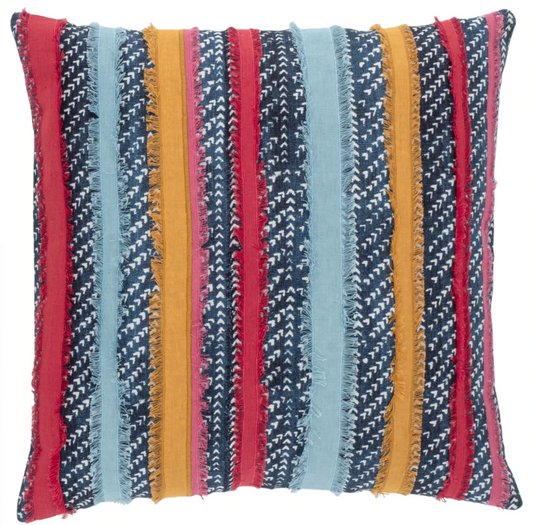 Striped Resist Applique Multi Decorative Pillow