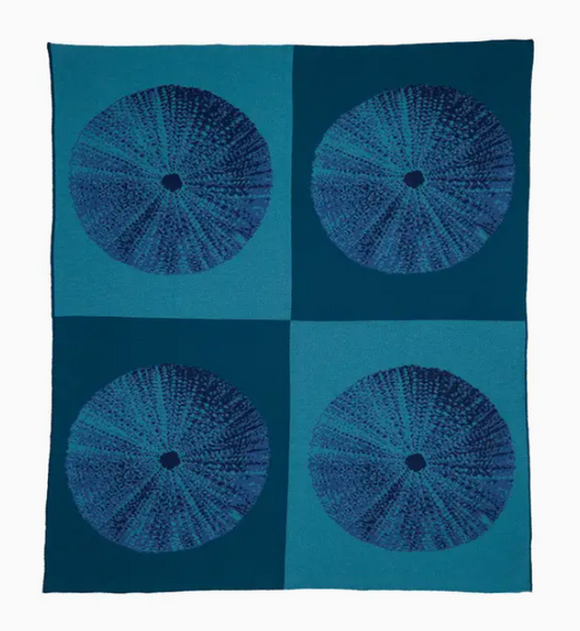 Coastal Sea Urchin Throw Blanket Vapor/Teal/Marine/Slate